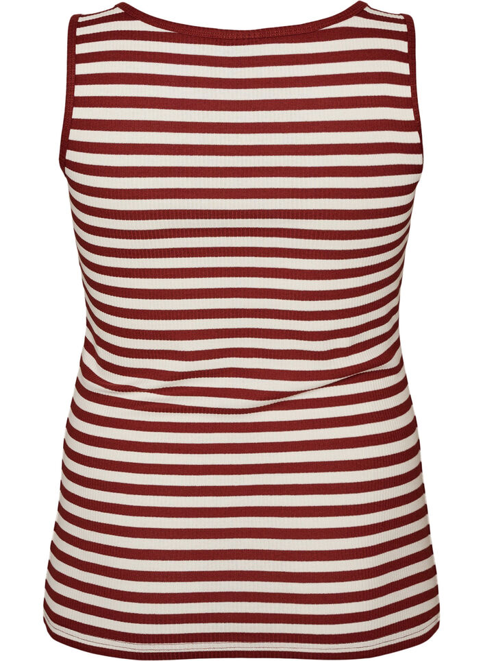 Gestreiftes Tanktop mit Rippenstruktur, Rot, Packshot image number 1