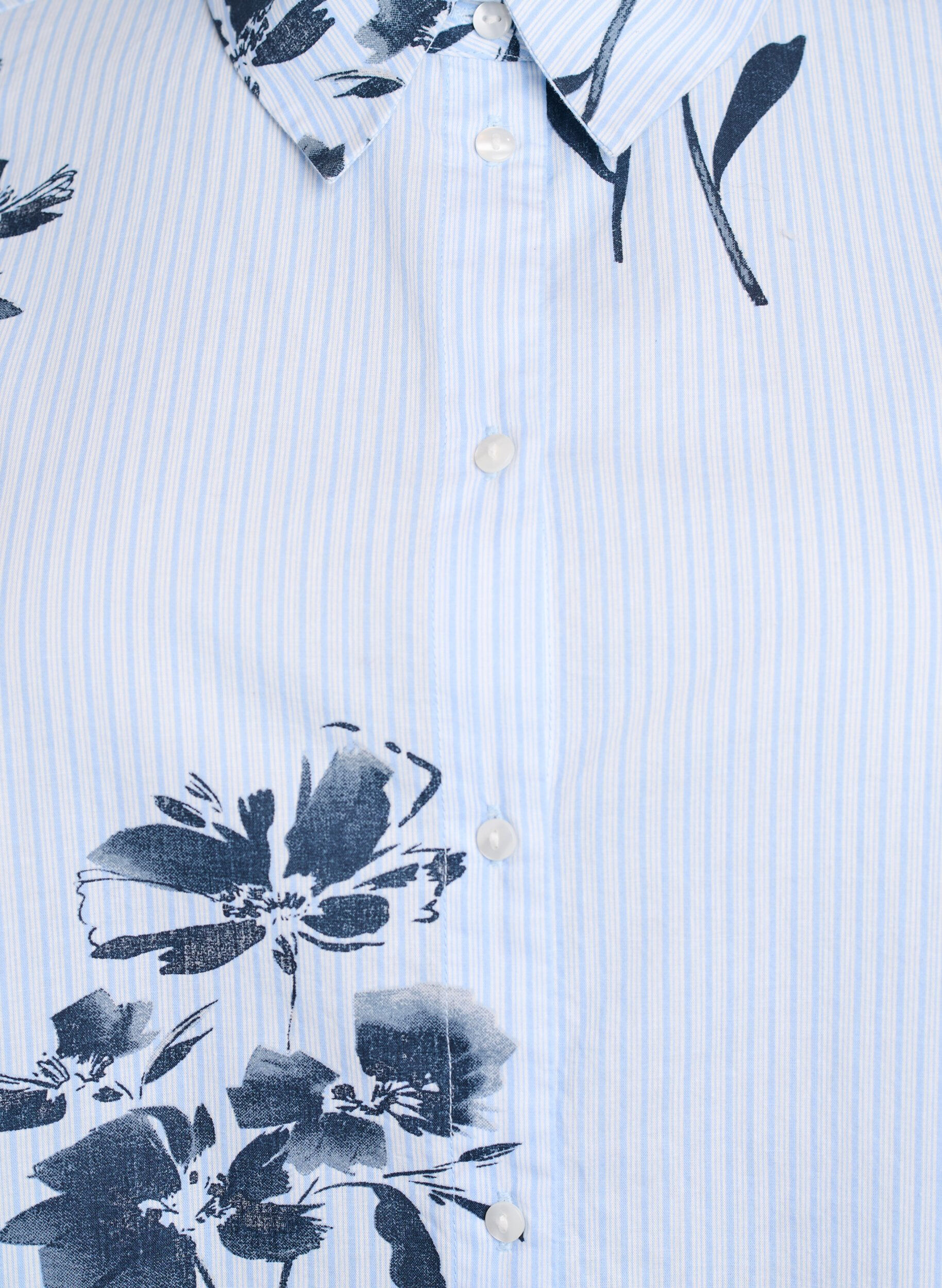 ZizziGestreiftes Shirt mit Blumenprint und 3/4-&Auml;rmeln, Blau, Packshot image number 2