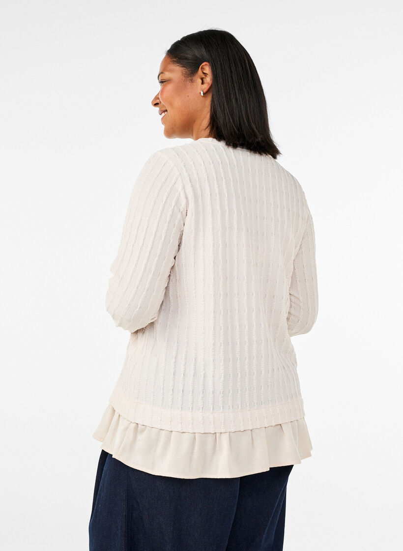 Strukturierte Bluse mit R&uuml;schensaum, Vanille, Model image number 2