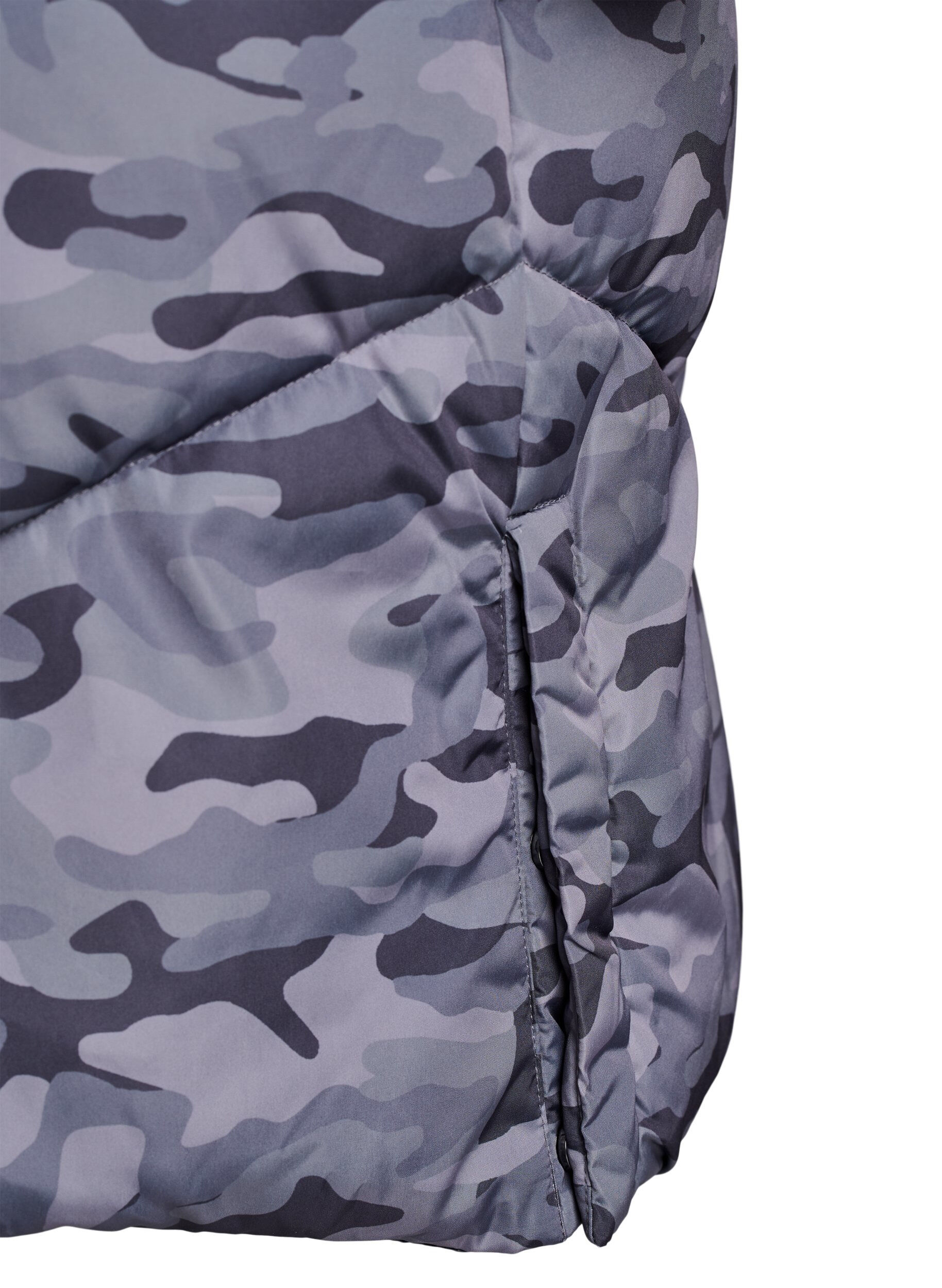 ZizziLange Camouflage-Steppjacke, Grau, Packshot image number 4