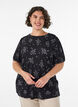 Gemusterte Bluse mit kurzen &Auml;rmeln, Schwarz, Model image number 0