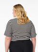 Gestreiftes T-Shirt mit gerippter Struktur, Schwarz, Model image number 2