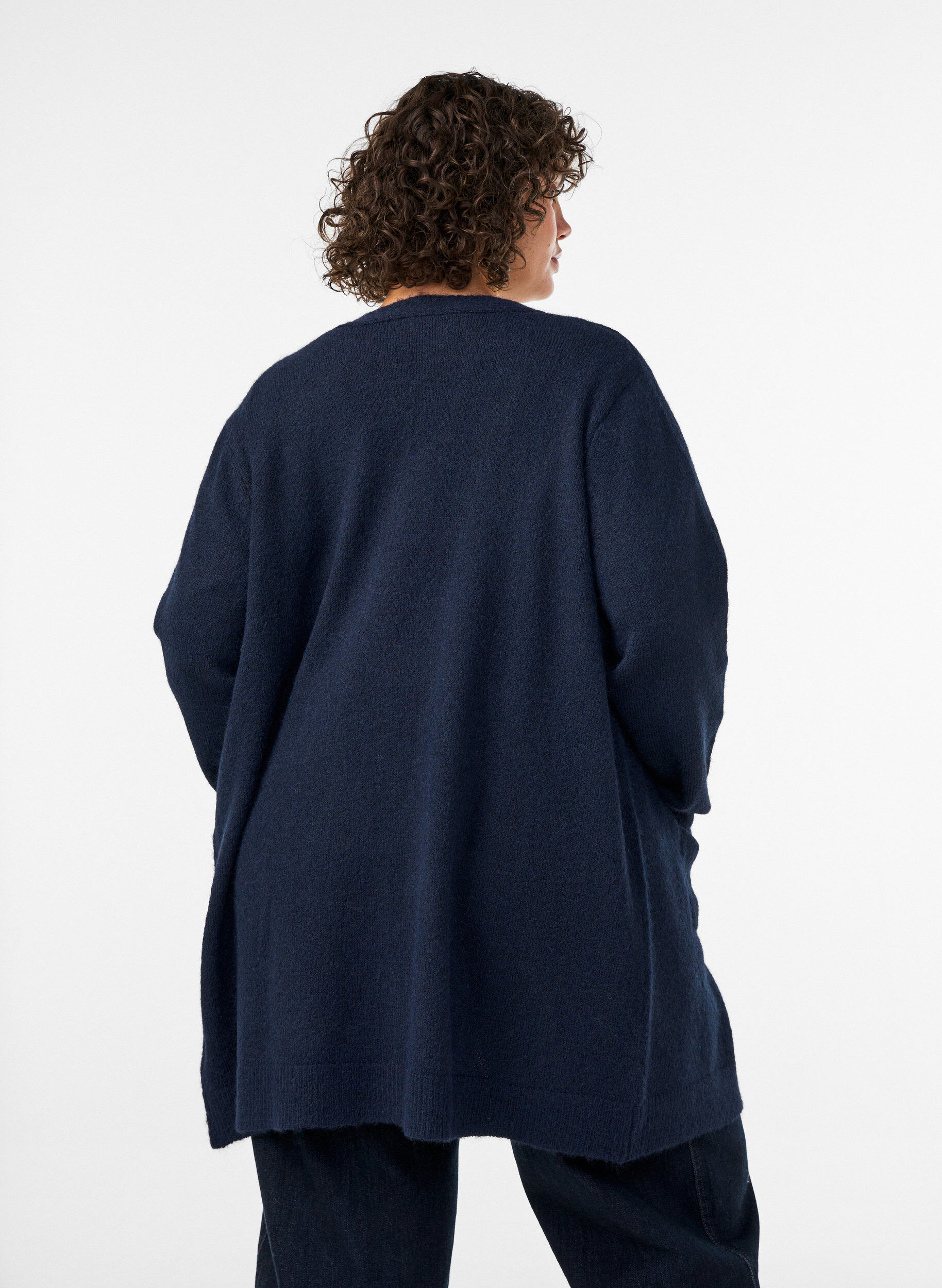 ZizziLange Strickjacke mit Taschen, Blau, Model image number 2