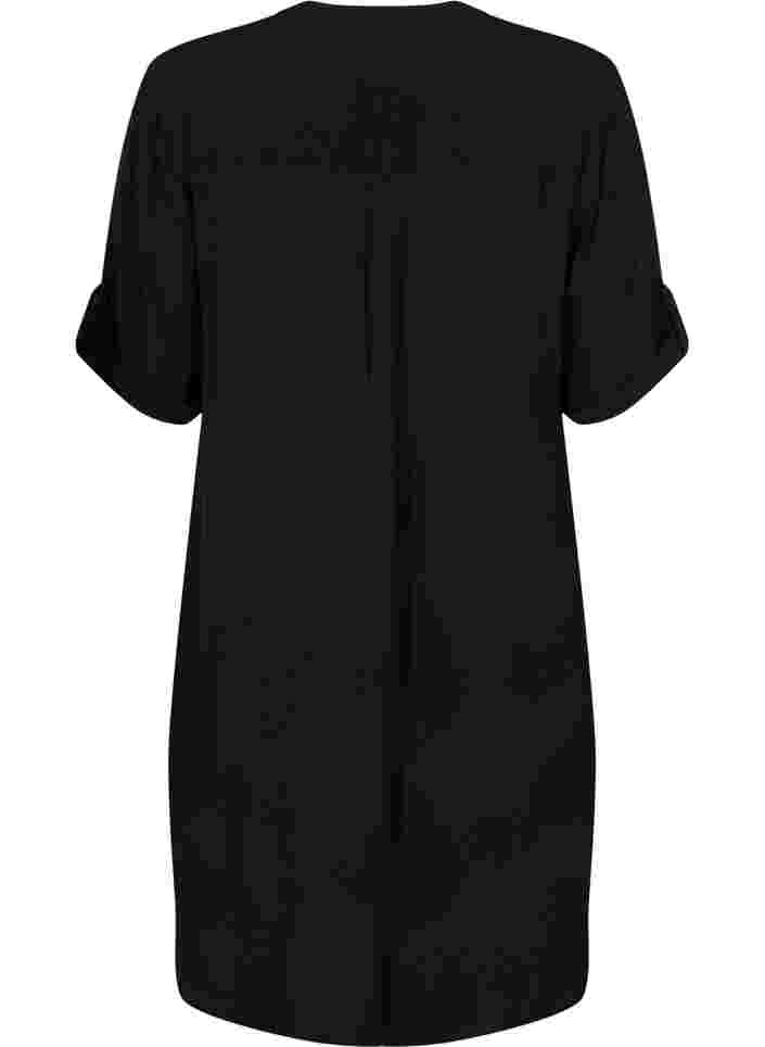 Viskose-Tunika mit kurzen Ärmeln, Black, Packshot image number 1