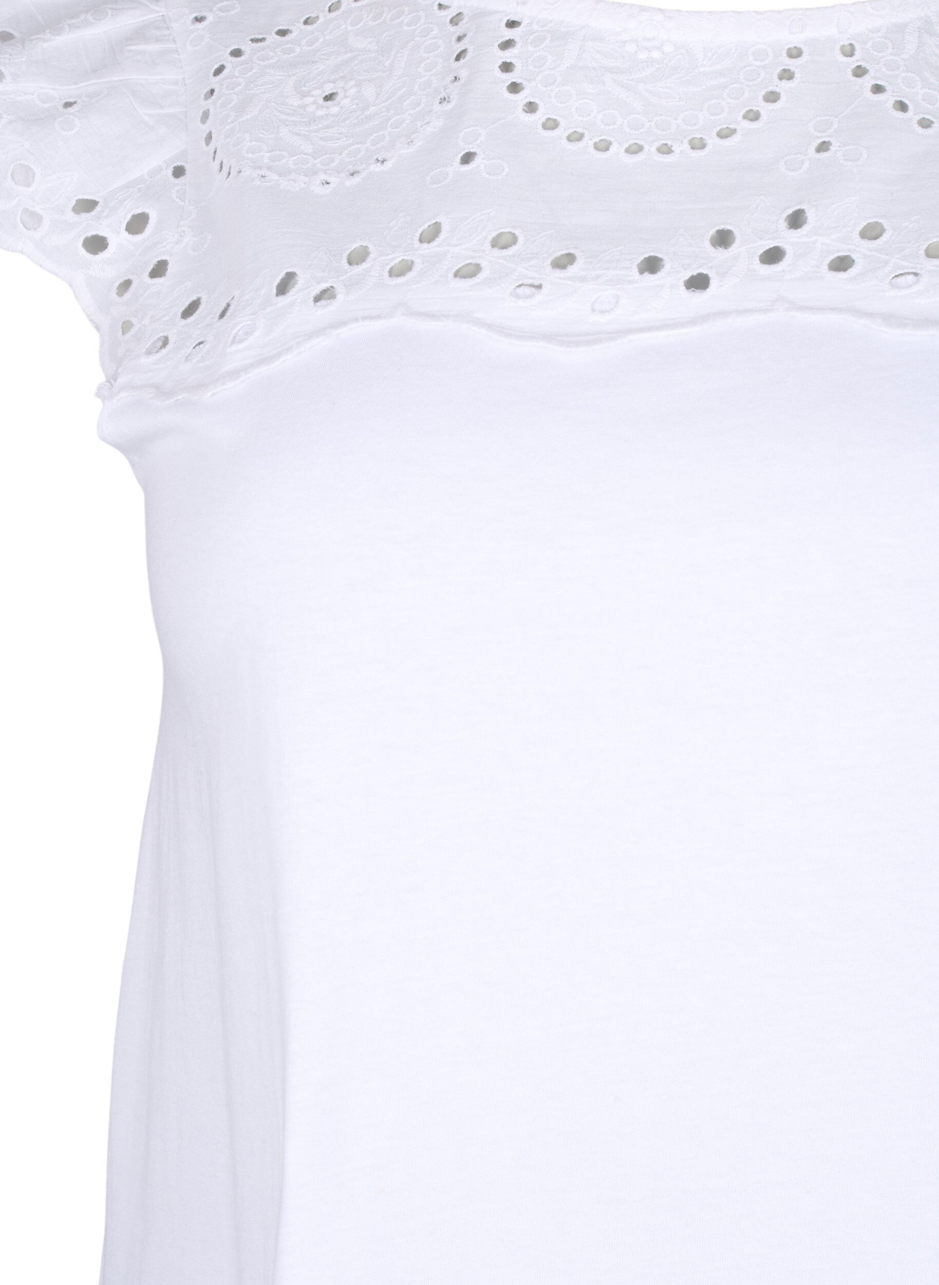 ZizziT-Shirt aus Bio-Baumwolle mit Lochstickerei, Bright White, Packshot image number 2