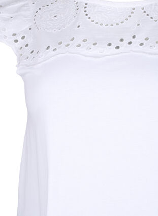T-Shirt aus Bio-Baumwolle mit Lochstickerei, Bright White, Packshot image number 2