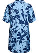 Kleid in Knielänge mit Print und V-Ausschnitt, Blau, Packshot image number 1