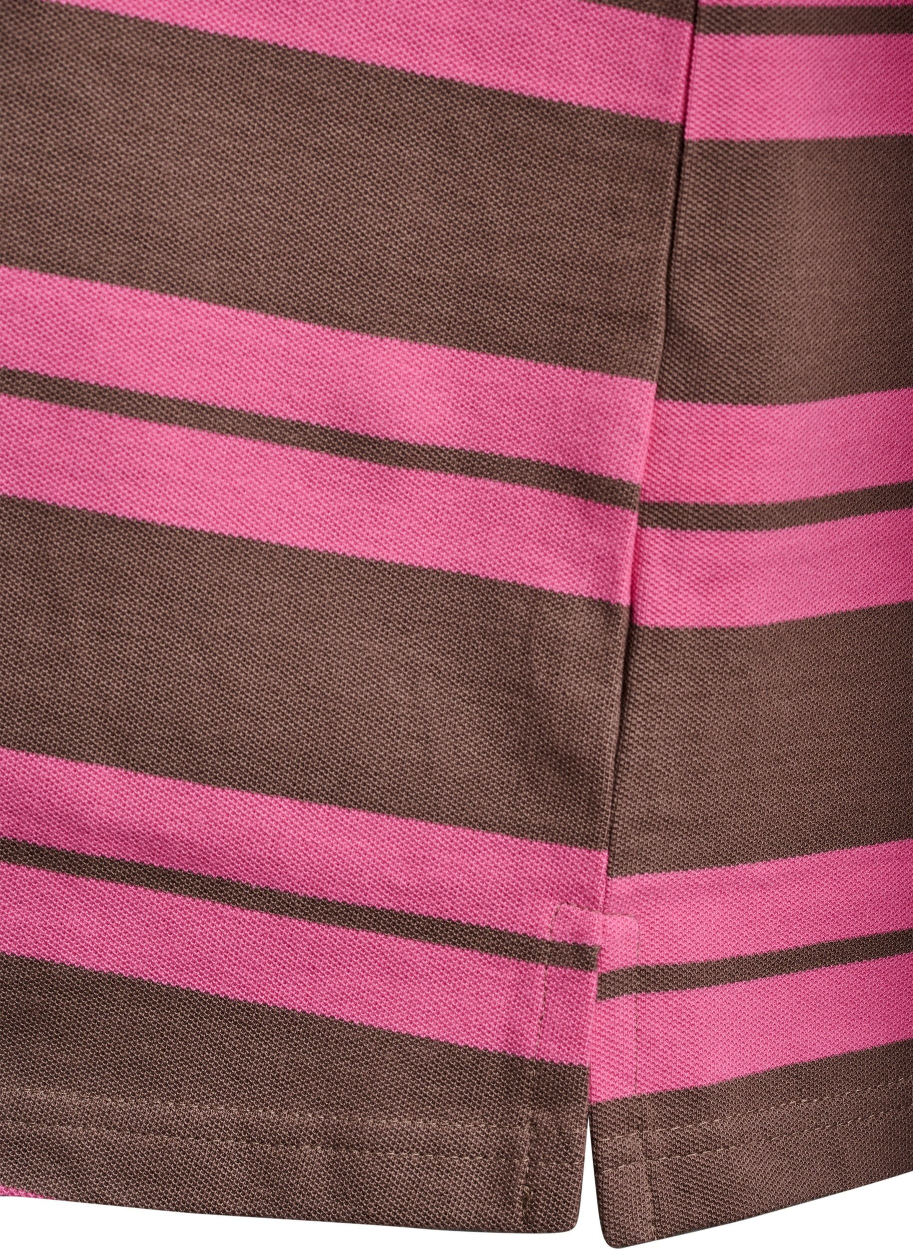ZizziPoloshirt mit langen &Auml;rmeln und Streifenmuster, Pink, Packshot image number 3
