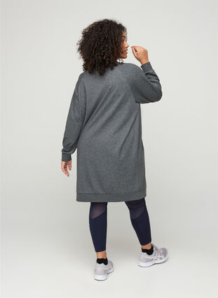 Meliertes Sweatkleid mit Taschen, Dark Grey Melange, Model image number 1