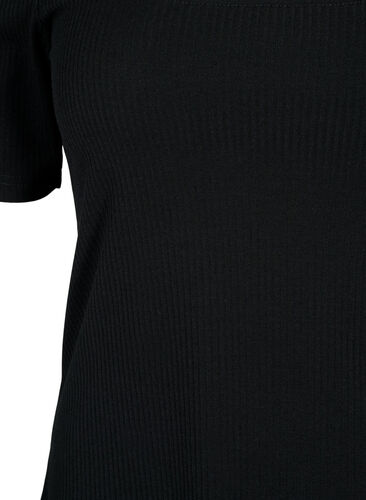 Kurzärmelige Bluse mit Cut-Out, Black, Packshot image number 2