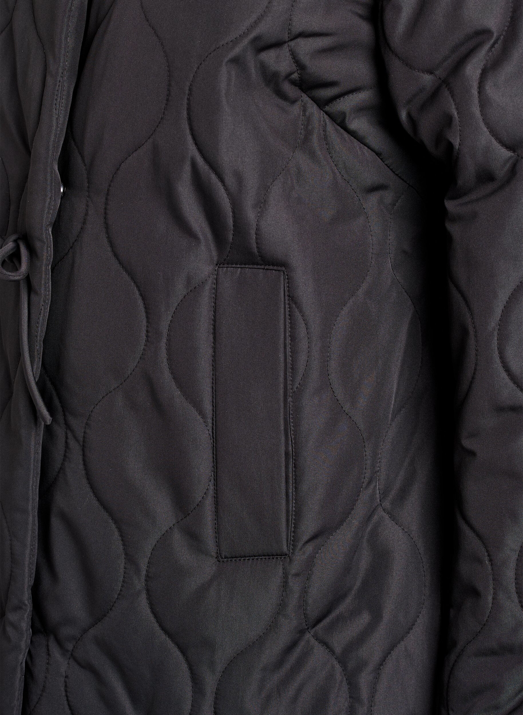 ZizziKurze Steppjacke mit Schleifen und hohem Kragen, Schwarz, Packshot image number 3