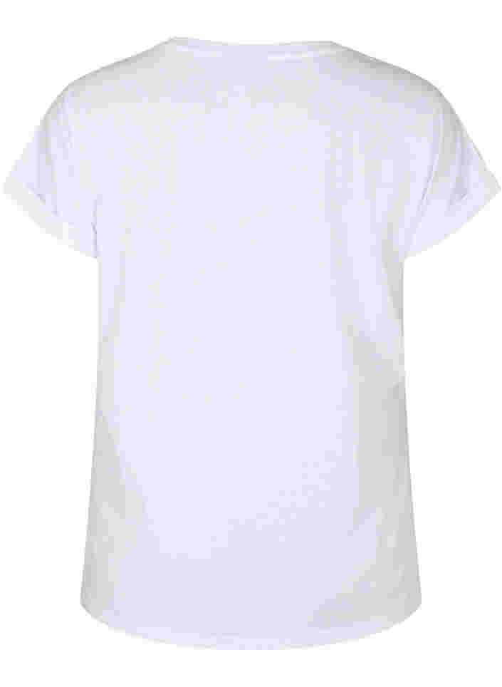Kurzärmeliges T-Shirt aus einer Baumwollmischung, Bright White, Packshot image number 1