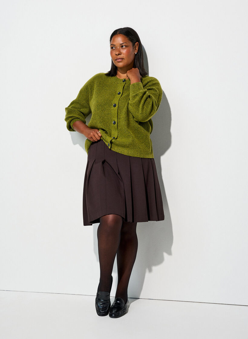 Rippenstrick Strickjacke mit Kn&ouml;pfen, Gr&uuml;n, Model image number 1