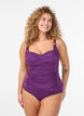 Wattierter Badeanzug mit Drapierung, Lila, Model image number 0
