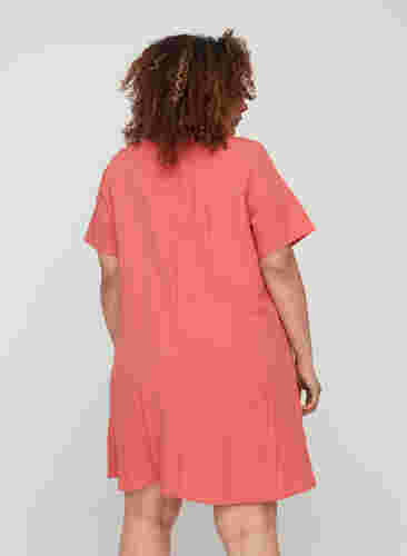 Kurzarm Viskosekleid mit Taschen, Faded Rose, Model image number 1