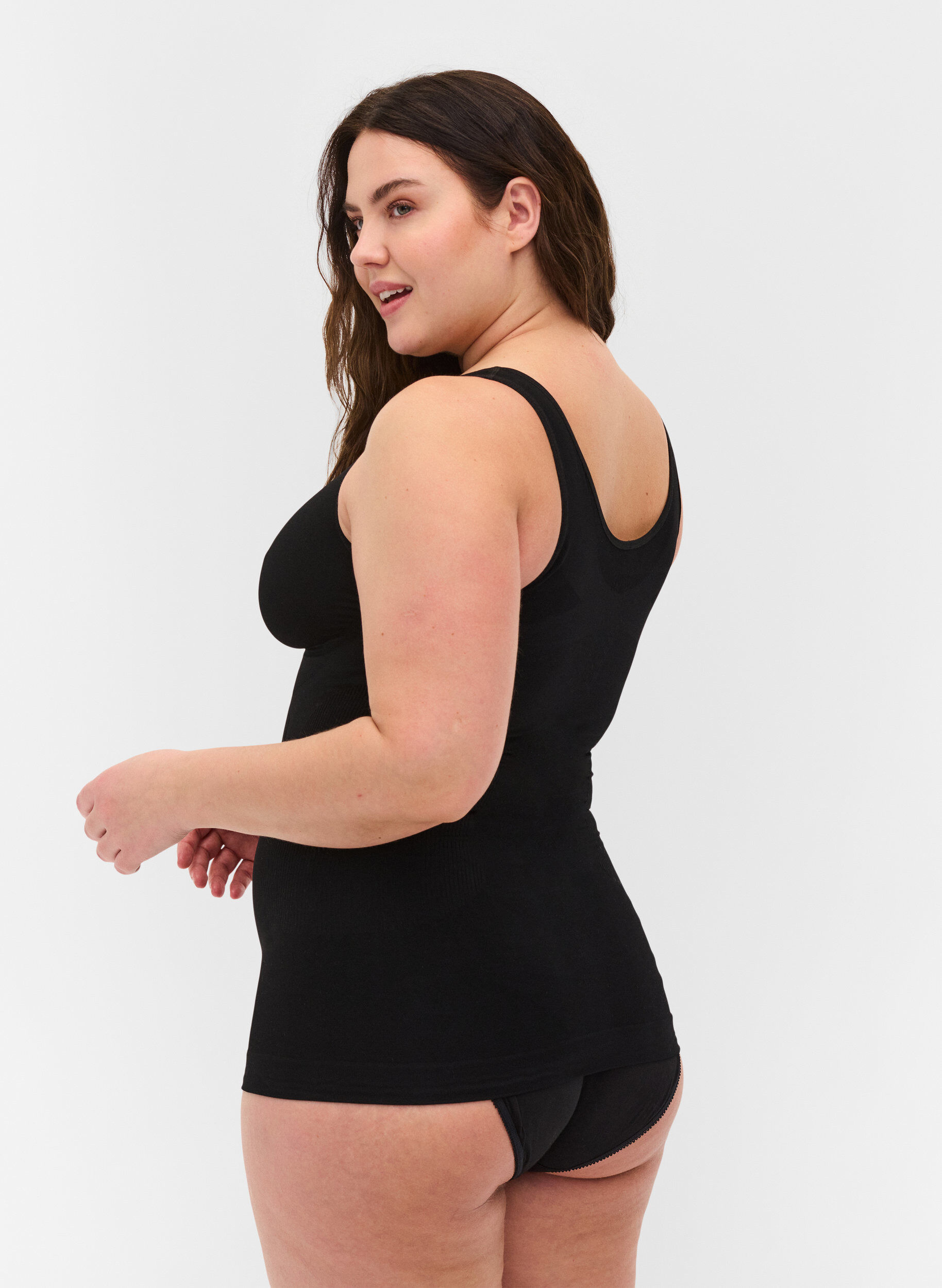ZizziShapewear-Top mit Spitzendetail, Black, Model image number 1