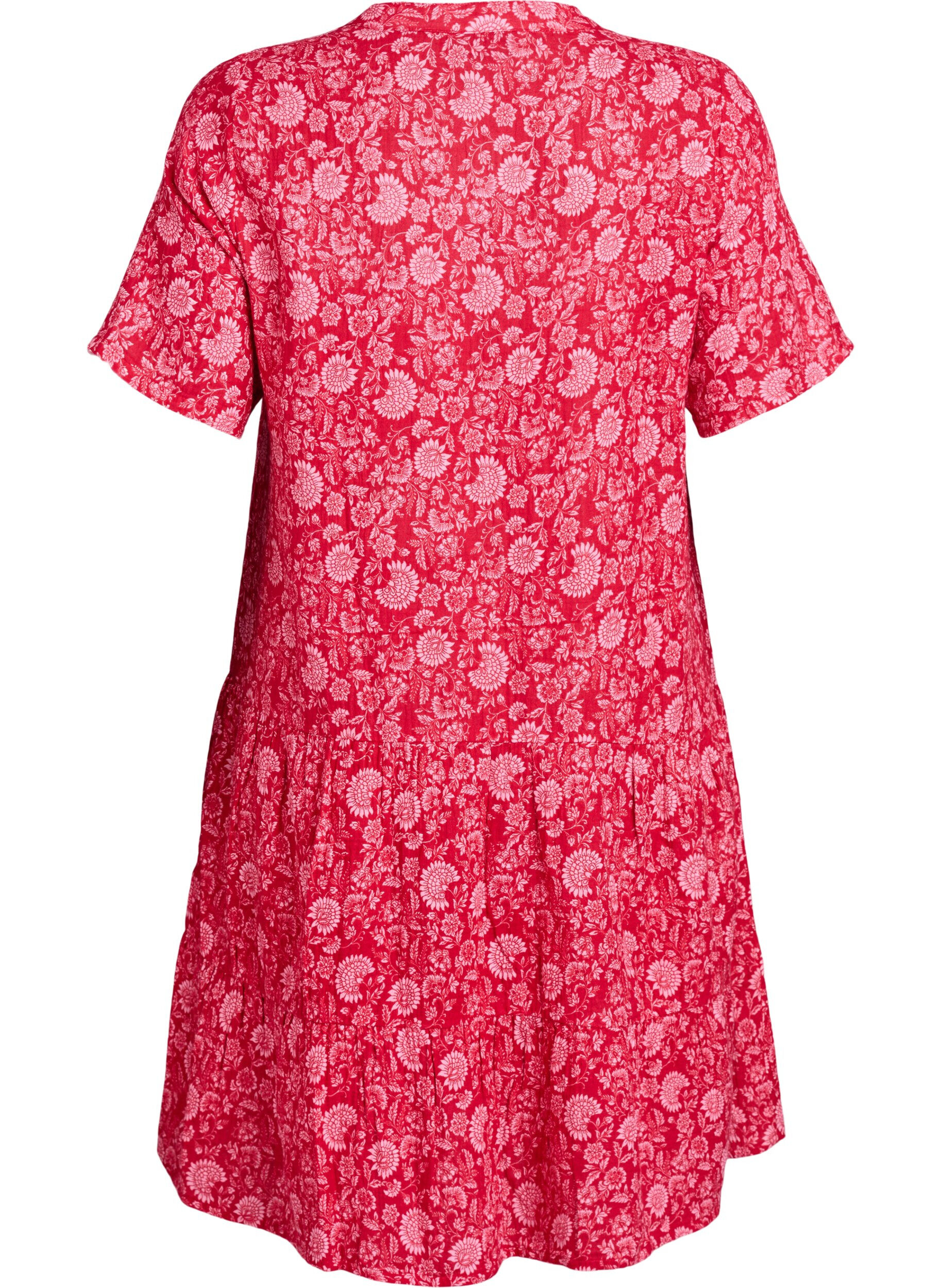 ZizziKurzes A-Linien-Kleid aus Baumwollmusselin, Rot, Packshot image number 1