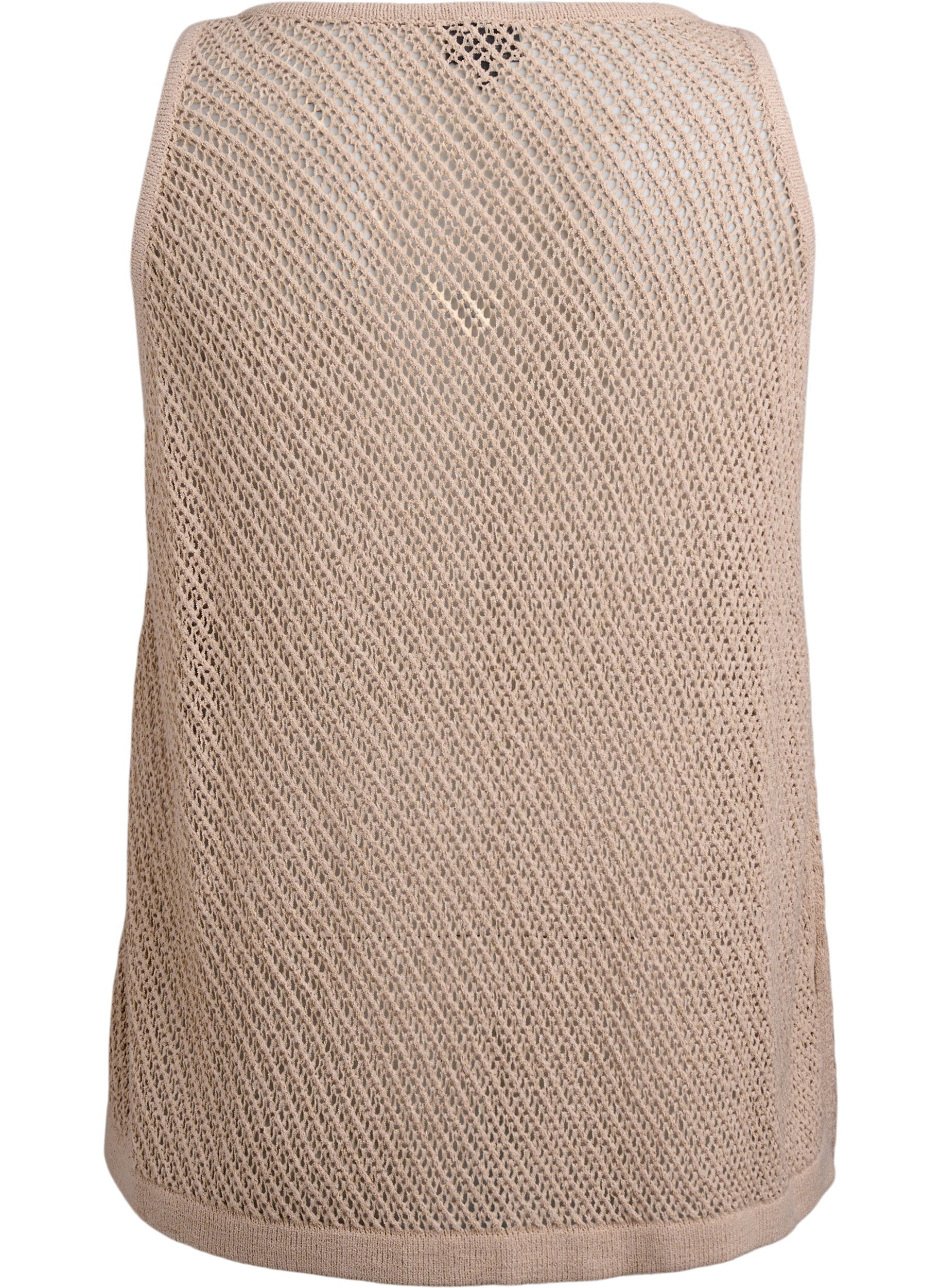 ZizziFLASH - &Auml;rmelloser Stricktop mit V-Ausschnitt, Beige, Packshot image number 1