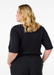 Bluse aus geripptem Jersey mit kurzen Ärmeln, Schwarz, Model image number 2