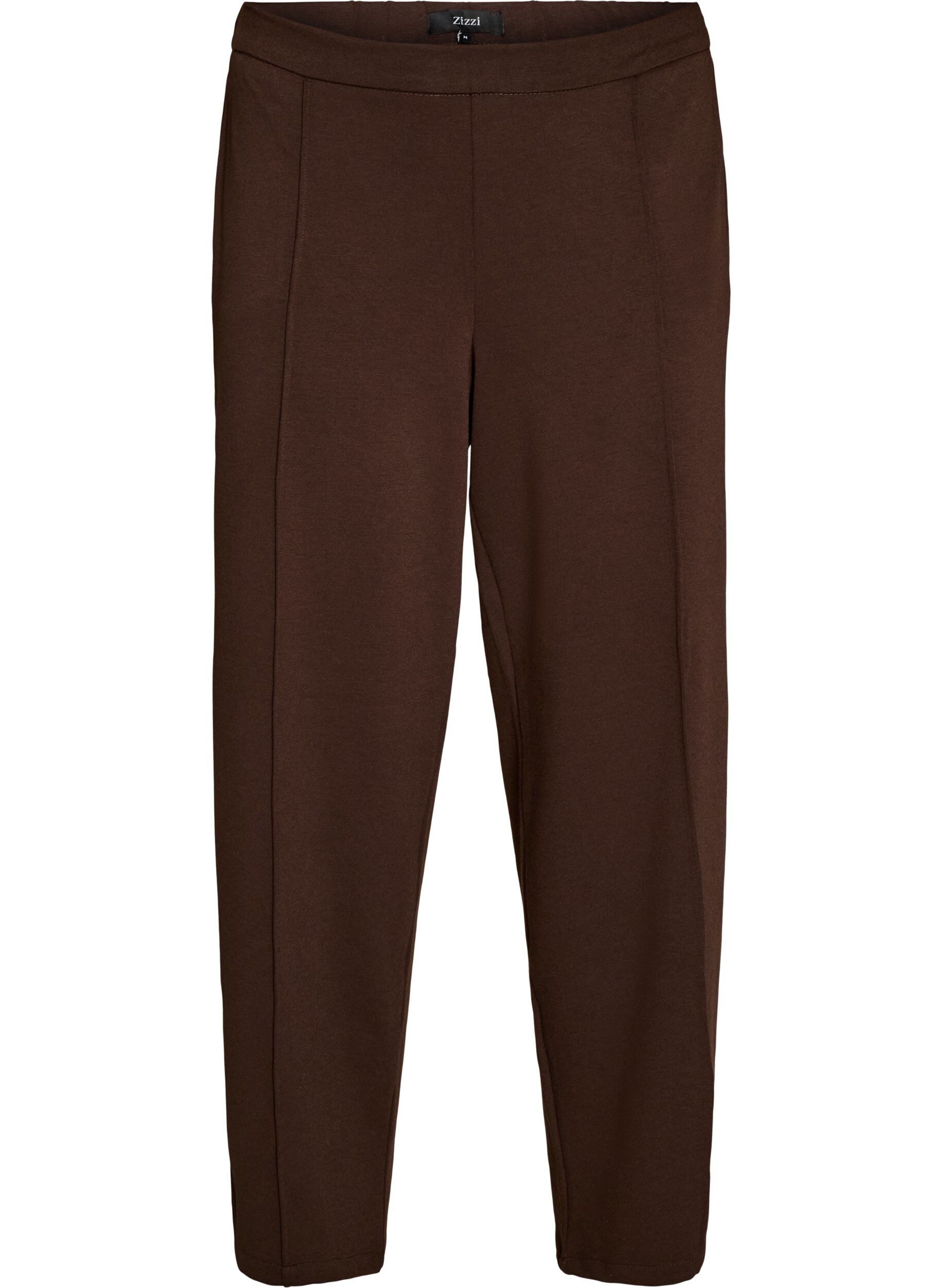 ZizziLockere Hose aus Jersey mit hoher Taille, Braun, Packshot image number 0