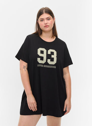 Oversize Schlaf-T-Shirt aus Bio-Baumwolle, Black w. 93, Model image number 0
