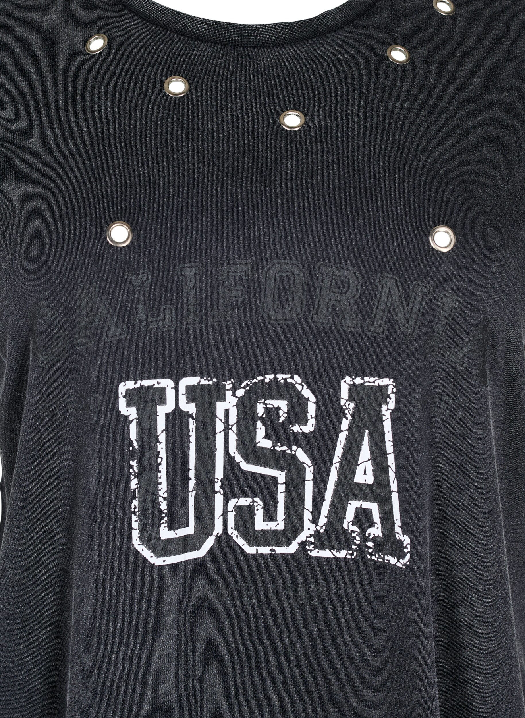 ZizziT-Shirt mit &Ouml;sen und Print, Grey Washed , Packshot image number 2