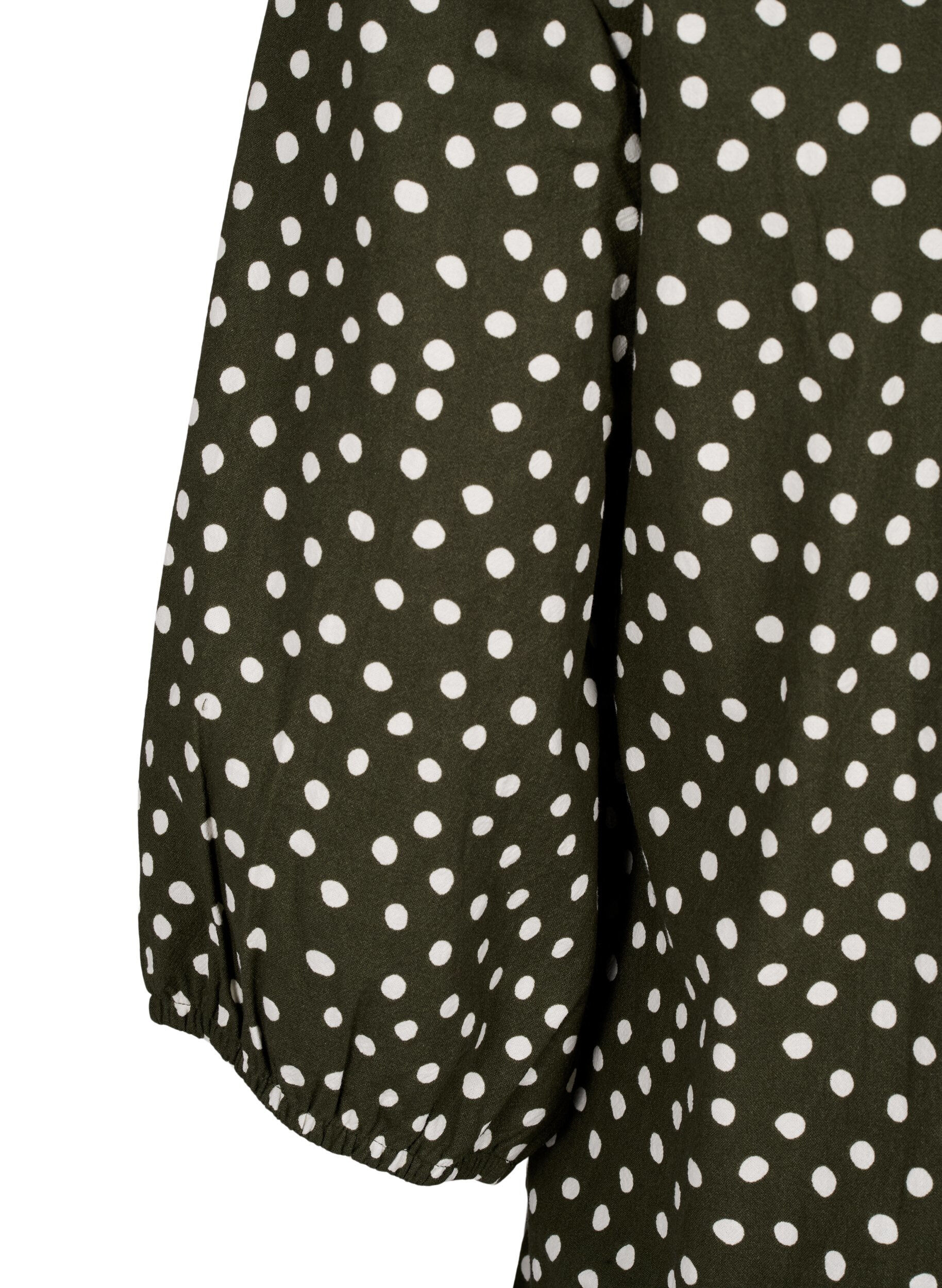 Zizzi Baumwollbluse mit 3/4-&Auml;rmeln und Punkten, Forest Night Dot, Packshot image number 3