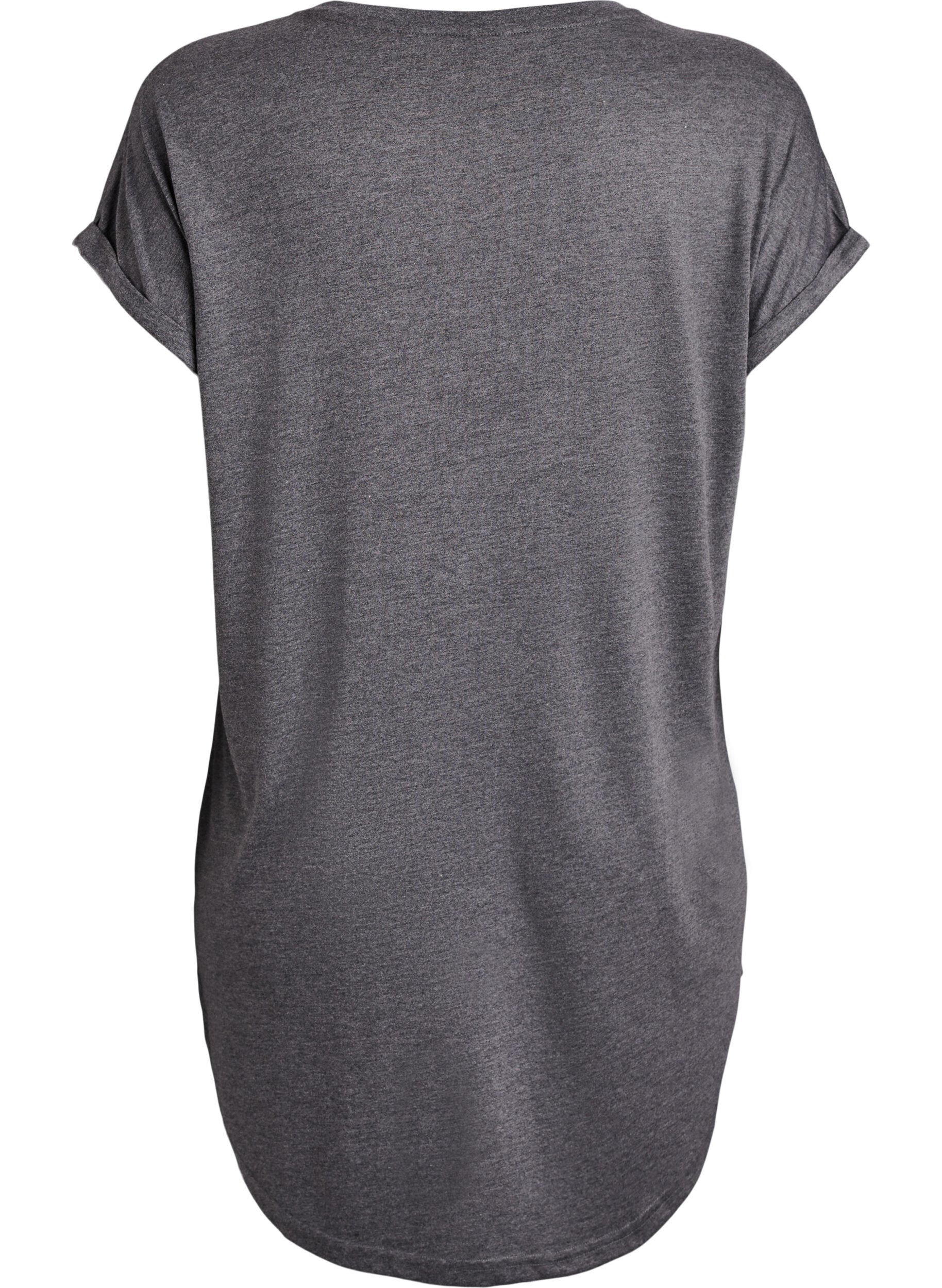 ZizziKurz&auml;rmliges Nachthemd mit Textdruck, Schwarz, Packshot image number 1