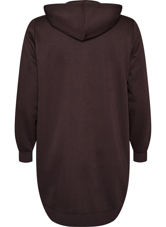 Langer Hoodie mit Rei&szlig;verschluss und Taschen, Braun, Packshot image number 1
