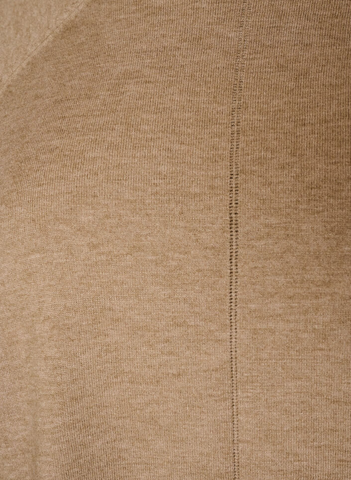 Strickbluse mit Rundhalsausschnitt und Strickmuster, Beige, Packshot image number 2