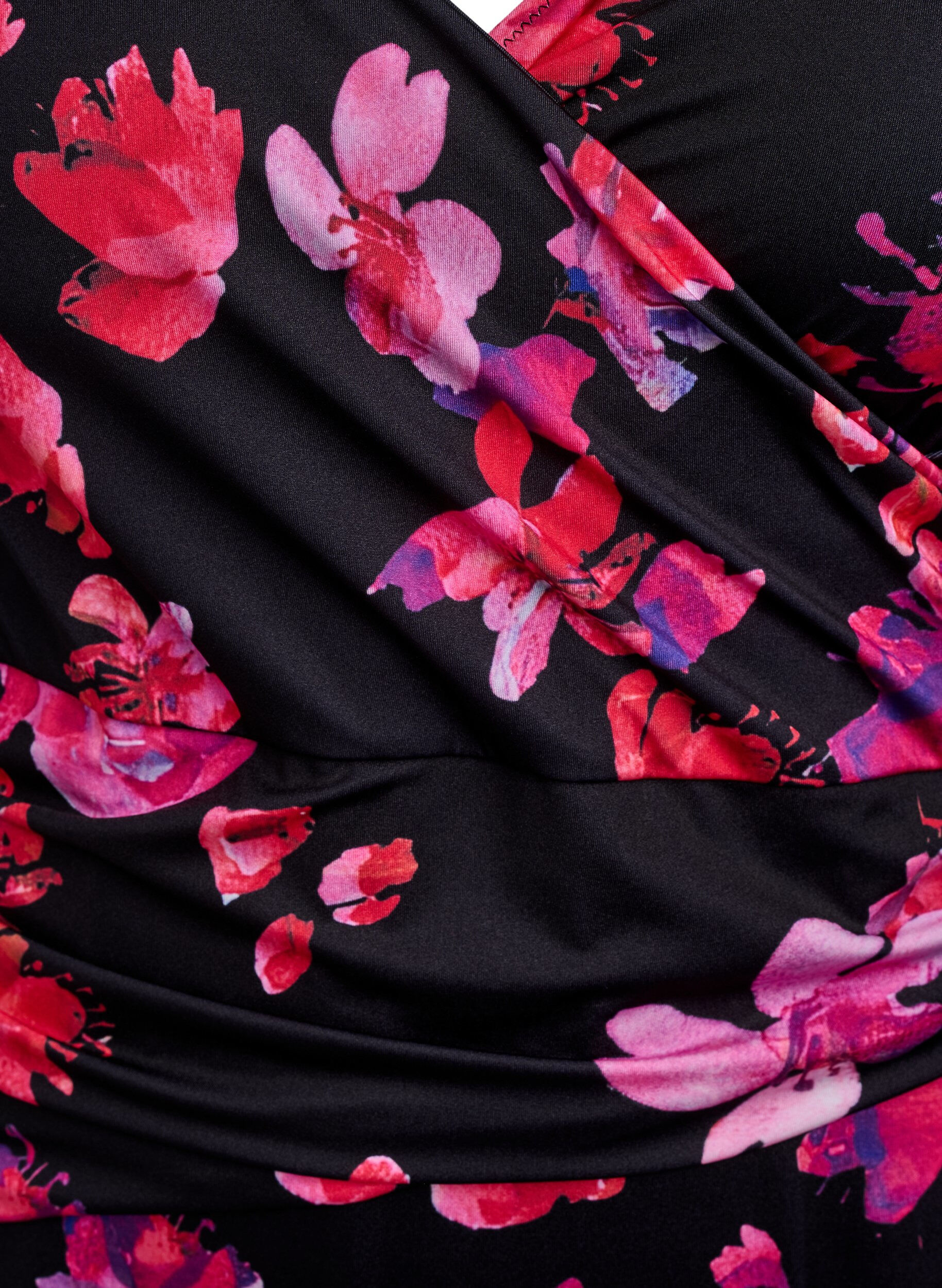 ZizziBadeanzug mit Wickeloptik und Raffung, Schwarz, Packshot image number 2