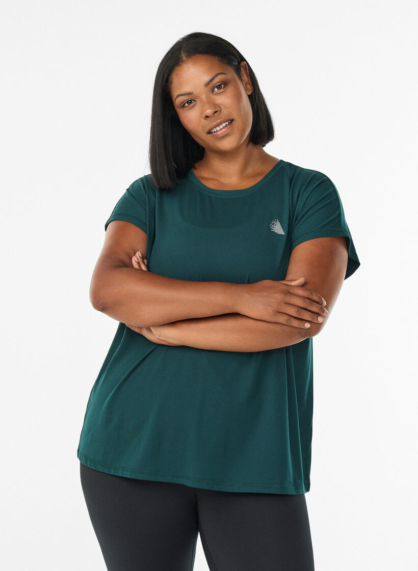 Einfarbiges Trainings-T-Shirt, Gr&uuml;n, Model image number 0