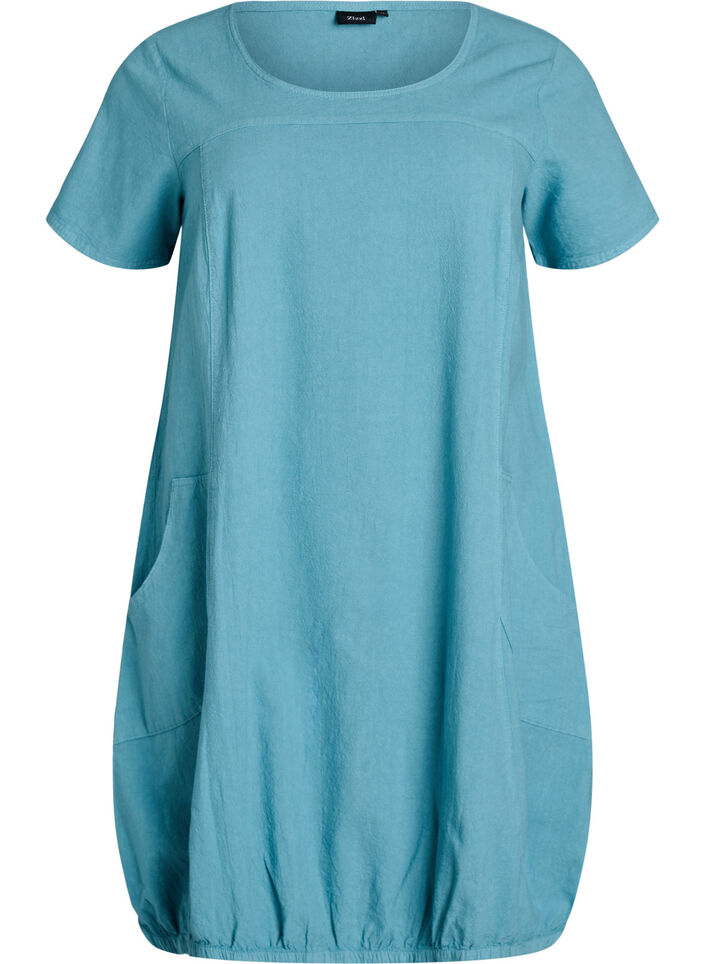 Kurzarm Kleid aus Baumwolle, Blau, Packshot image number 0