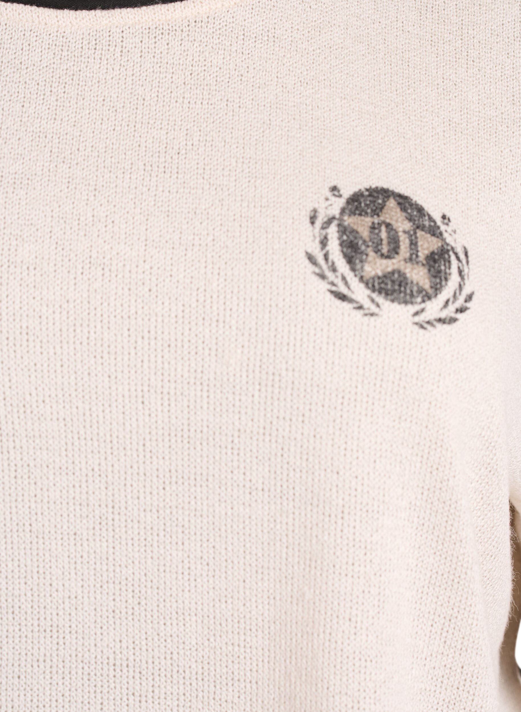 ZizziKurz&auml;rmelige Bluse mit Kontraststreifen, Beige, Packshot image number 2