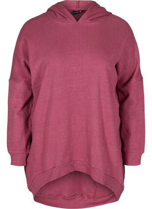 Sweatshirt aus Baumwolle mit Kapuze und High-Low-Effekt, Violet Quartz, Packshot image number 0