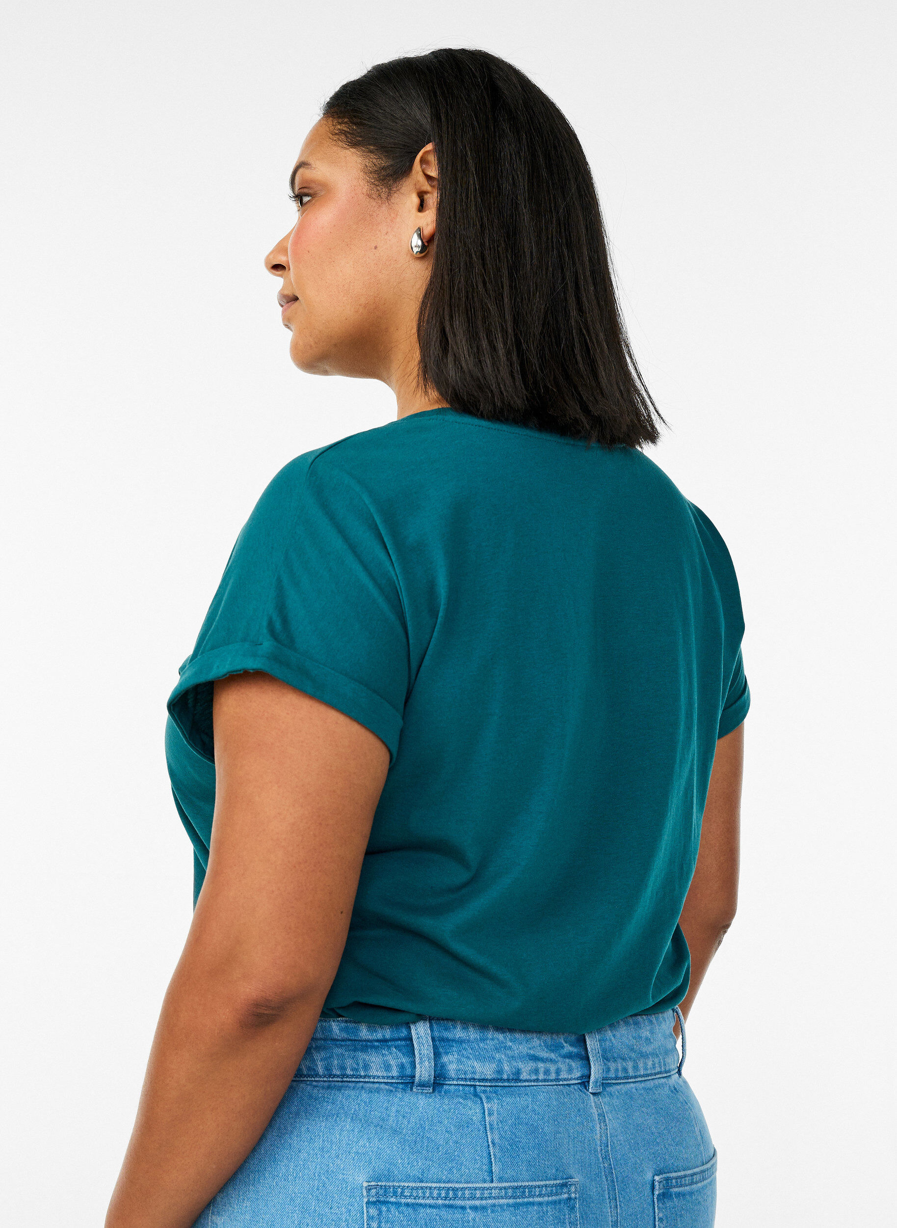 ZizziKurz&auml;rmeliges T-Shirt aus einer Baumwollmischung, Gr&uuml;n, Model image number 2