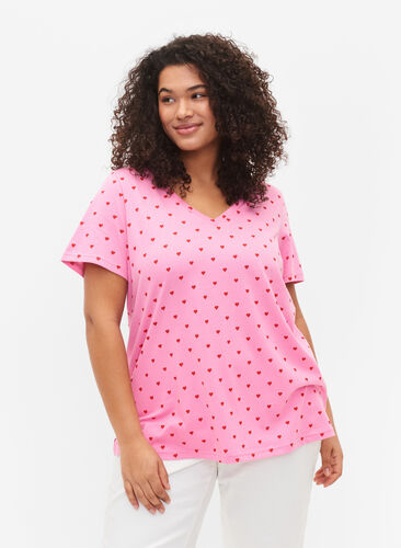Baumwoll-T-Shirt mit Print, Rosebloom AOP, Model image number 0