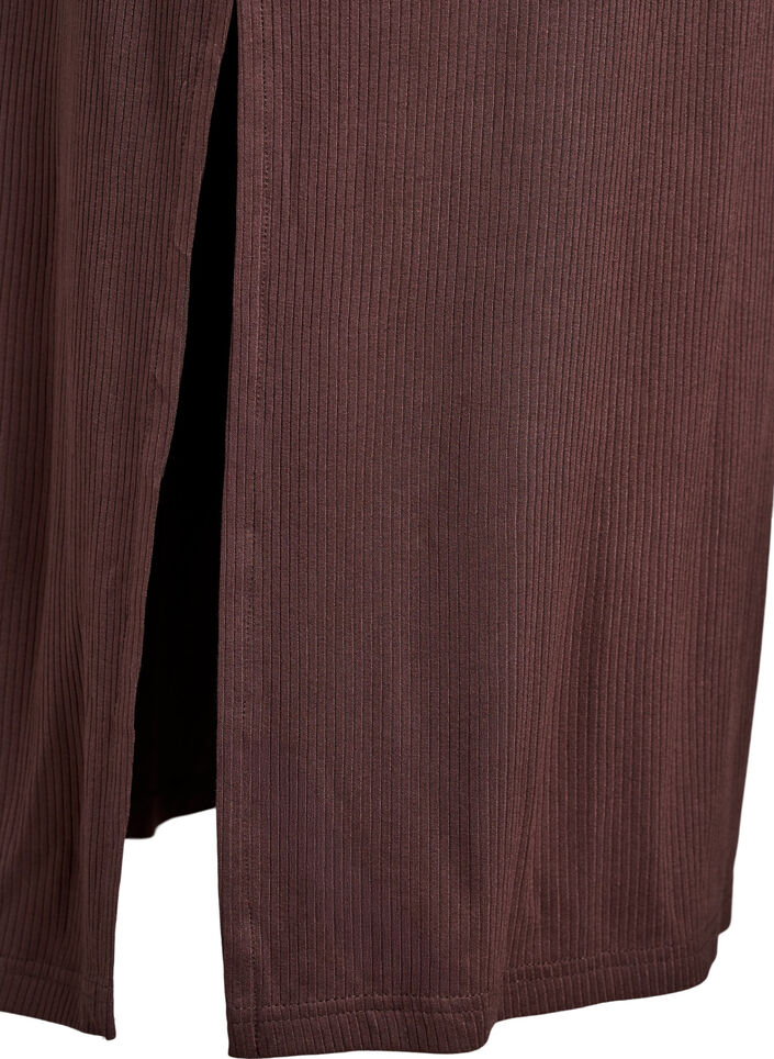 Ärmelloses geripptes Kleid aus Viskose, Braun, Packshot image number 3