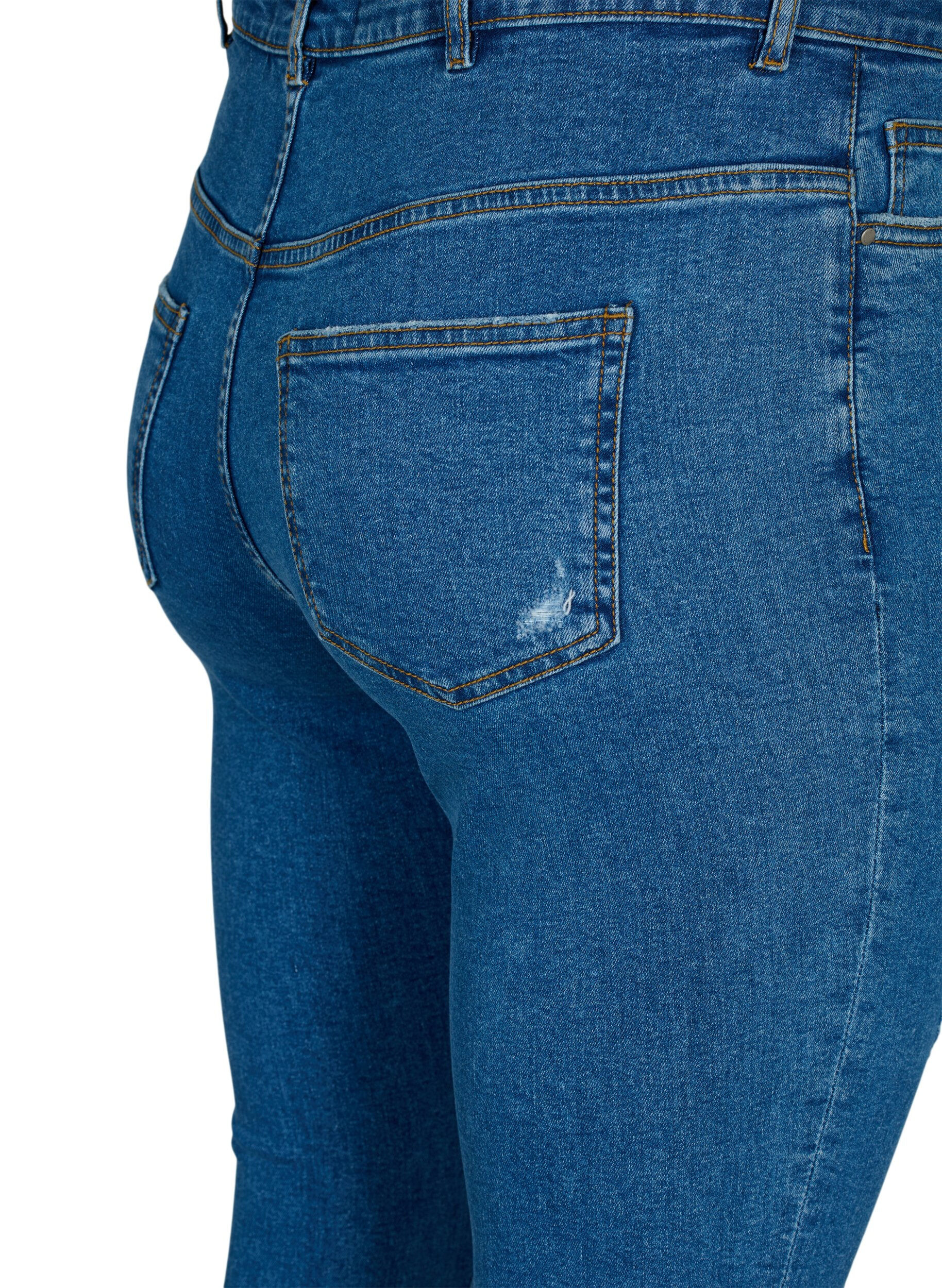 ZizziEng anliegende Jeans mit Schlitzen, Blue denim, Packshot image number 3