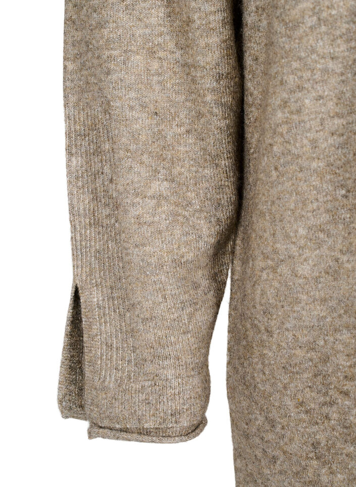 Strickkleid mit Schlitzen, Walnut Mel., Packshot image number 3
