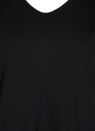 Kurzarm Kleid aus Baumwolle mit Rippstruktur, Black, Packshot image number 2