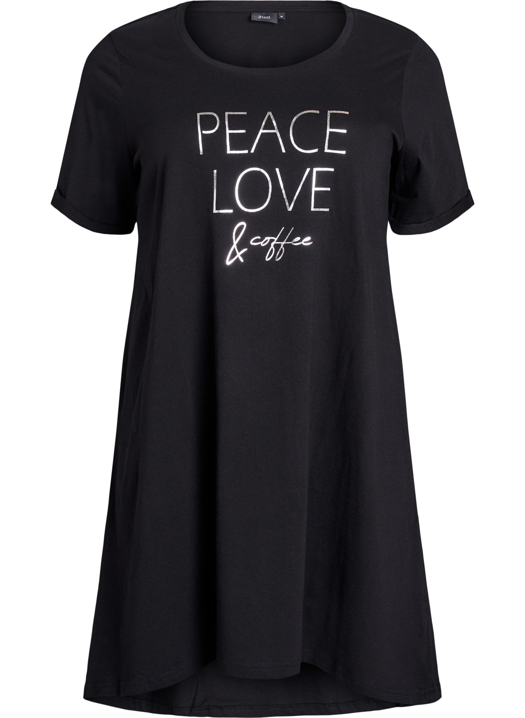 ZizziKurz&auml;rmeliges Nachthemd aus Bio-Baumwolle, Schwarz, Packshot image number 0