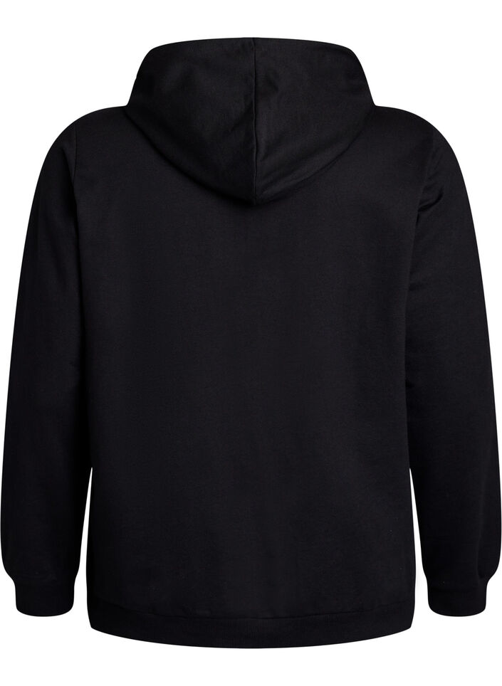 Sweatshirt mit Kapuze und Aufdruck, Schwarz, Packshot image number 1