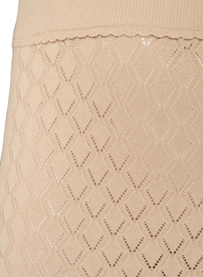 Strickrock mit Lochstickerei, Beige, Packshot image number 2