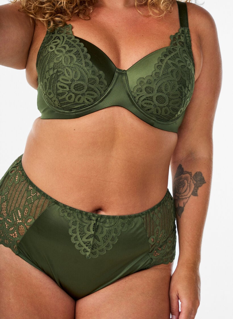 Hipster-String mit Spitze und Mikrofaser, Gr&uuml;n, Model image number 2