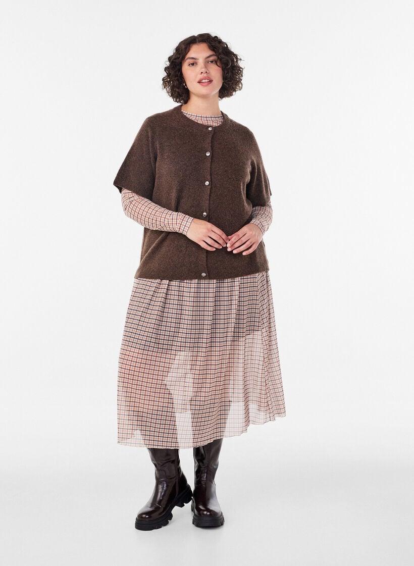 Strickjacke mit kurzen &Auml;rmeln, Braun, Model image number 1