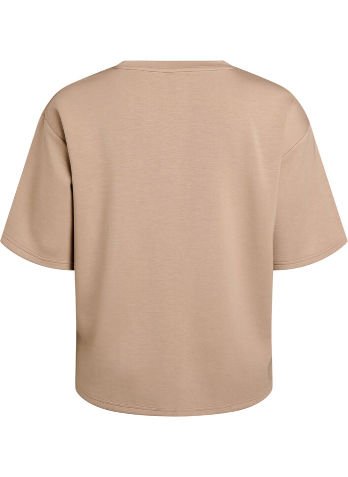 Lockeres T-Shirt mit Halbarm, Beige, Packshot image number 1