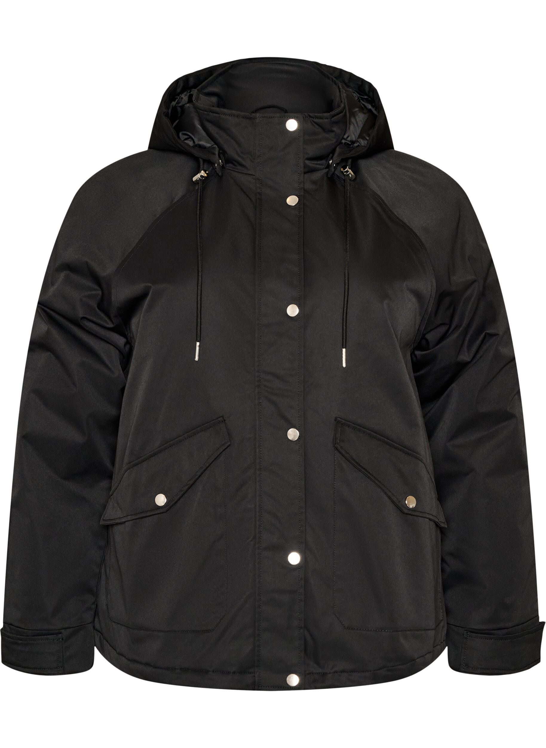 ZizziGepolsterter Parka mit einer abnehmbaren Kapuze, Schwarz, Packshot image number 0