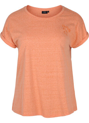 Meliertes T-Shirt aus Baumwolle, Amberglow Melange, Packshot image number 0