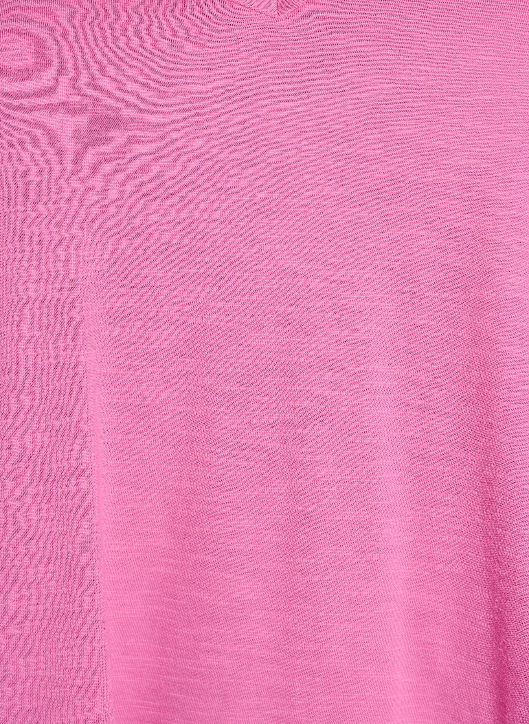 ZizziKurz&auml;rmeliges Basic T-Shirt mit V-Ausschnitt, Pink, Packshot image number 2